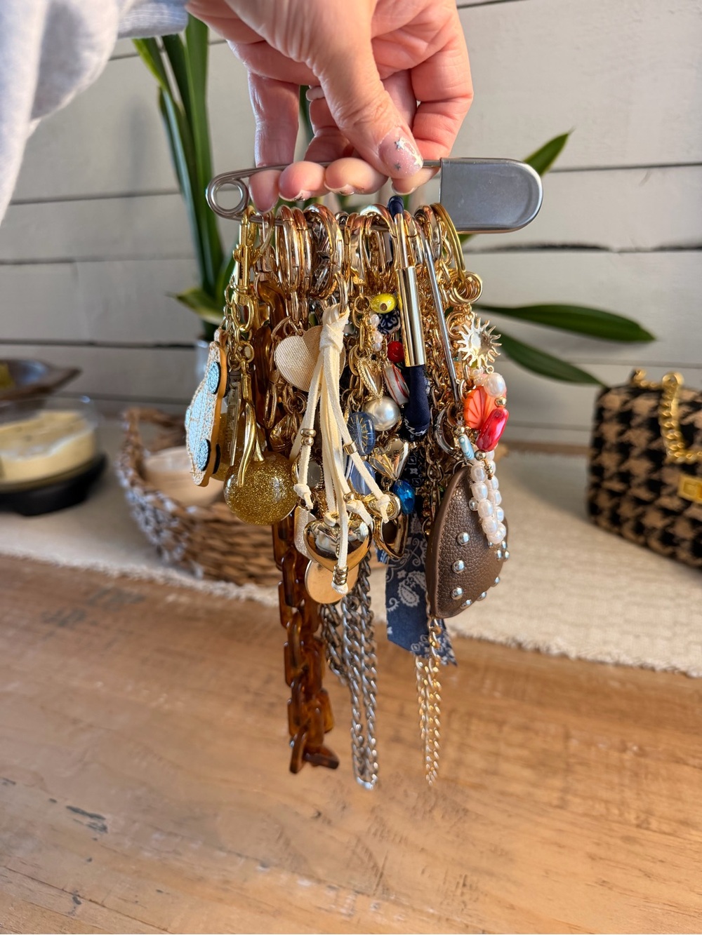 Miscellaneous assortment of bag charms and chains